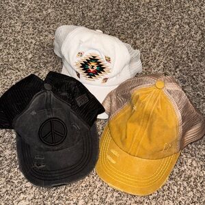 CC Boutique White, Black, and Yellow Hats